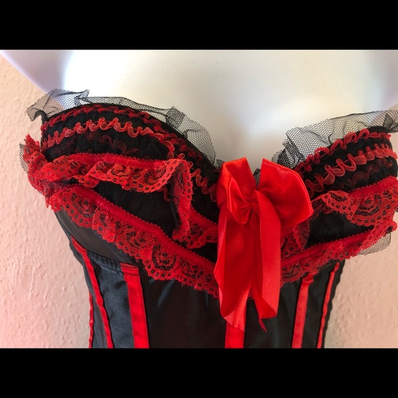 Women’s Black and Red Lace Silk Corset/Bustier - Picture 5 of 7